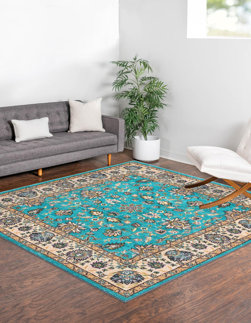 Casablanca Tapestry Collection Area Rug - Marrakech (Arctic Aqua Blue) Square Arctic Aqua Blue lifestyle 20