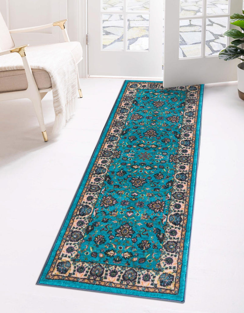 Casablanca Tapestry Collection Area Rug - Marrakech (Arctic Aqua Blue) Runner Arctic Aqua Blue lifestyle 19