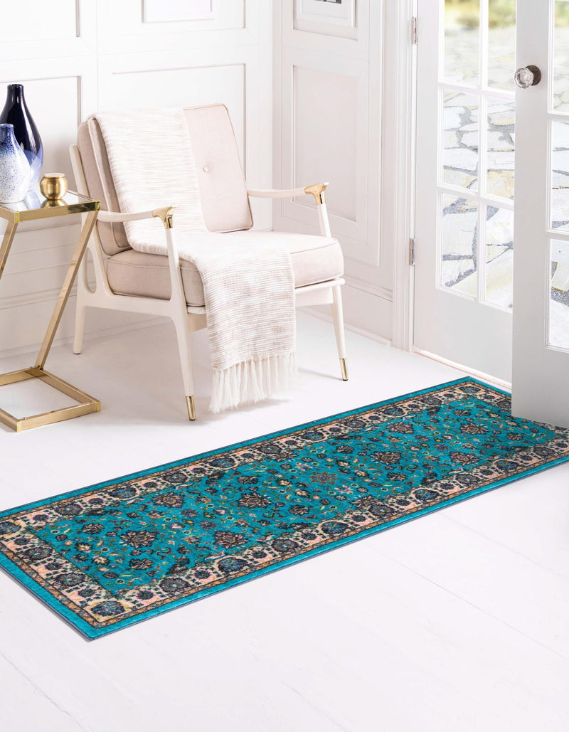 Casablanca Tapestry Collection Area Rug - Marrakech (Arctic Aqua Blue) Runner Arctic Aqua Blue lifestyle 21