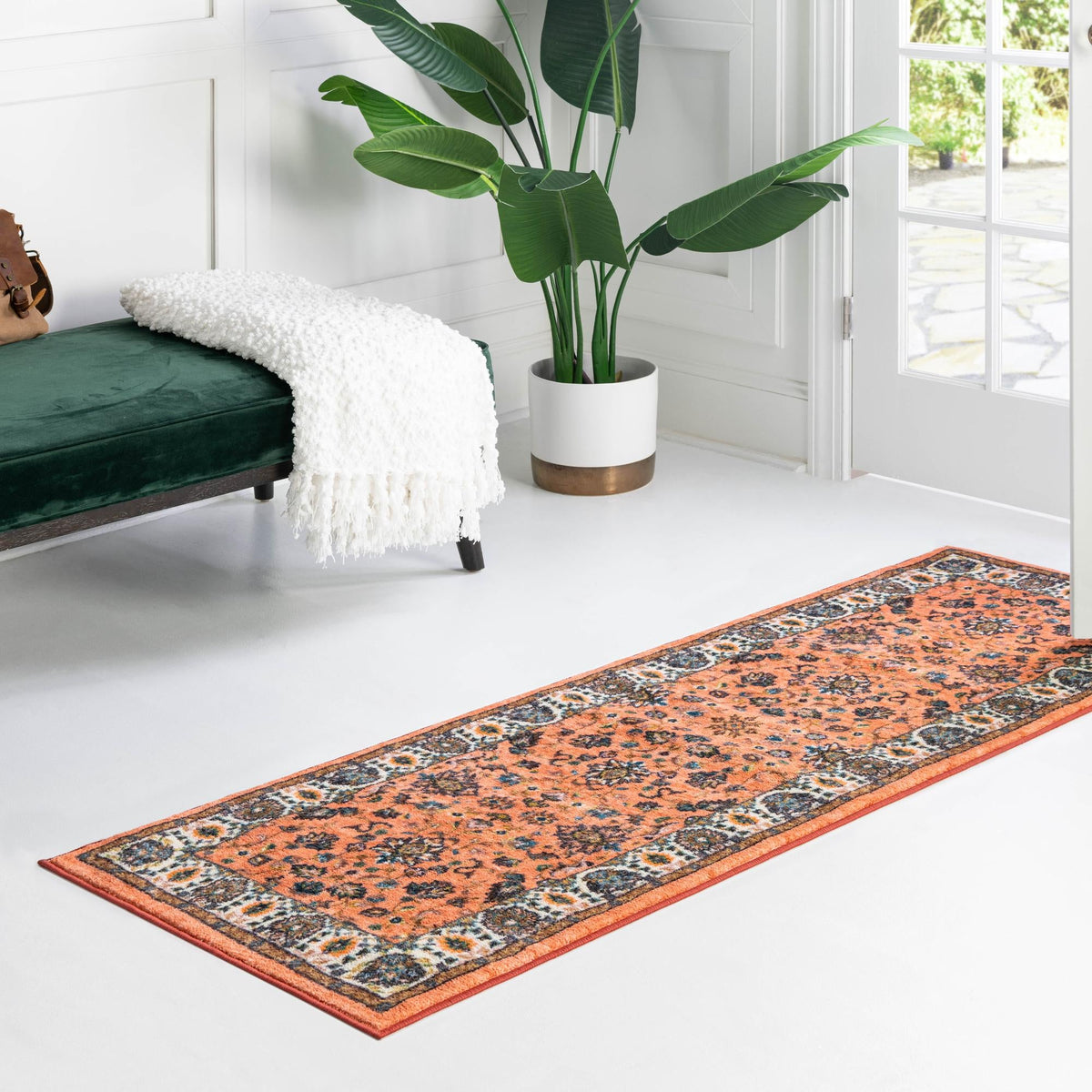 Casablanca Tapestry Collection Area Rug - Marrakech (Salmon) Runner Salmon lifestyle 43
