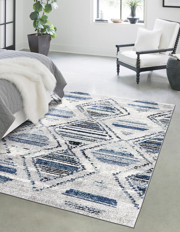Marrakech Mosaic Collection Area Rug - Atlas Rectangle Blue Gray lifestyle 2