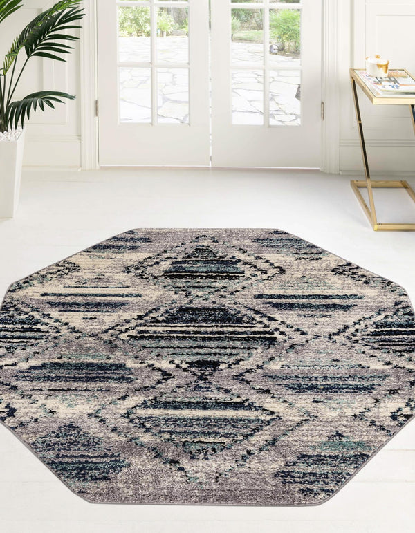 Marrakech Mosaic Collection Area Rug - Atlas Octagon Blue Gray lifestyle 23
