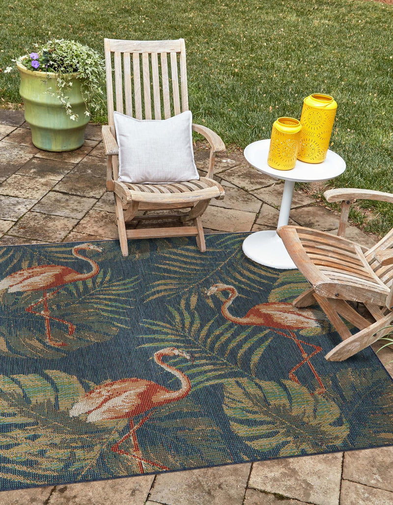 Coastal Terrace Collection Area Rug - Seabreeze Square Navy Blue lifestyle 34