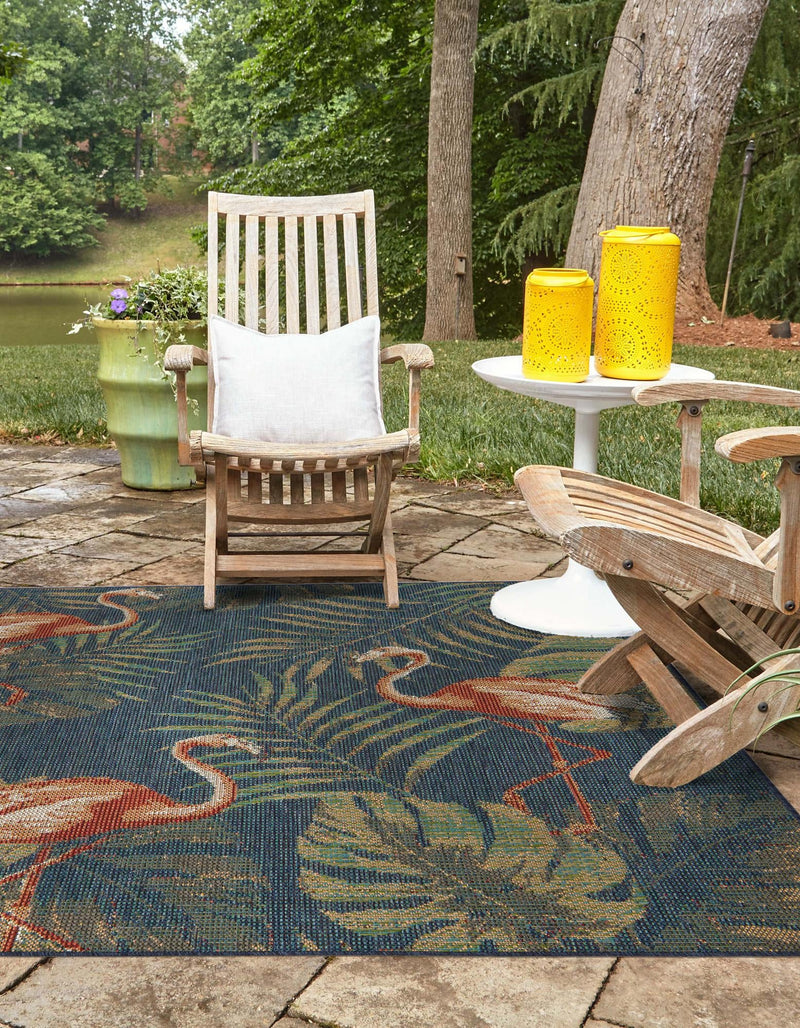 Coastal Terrace Collection Area Rug - Seabreeze Square Navy Blue lifestyle 40