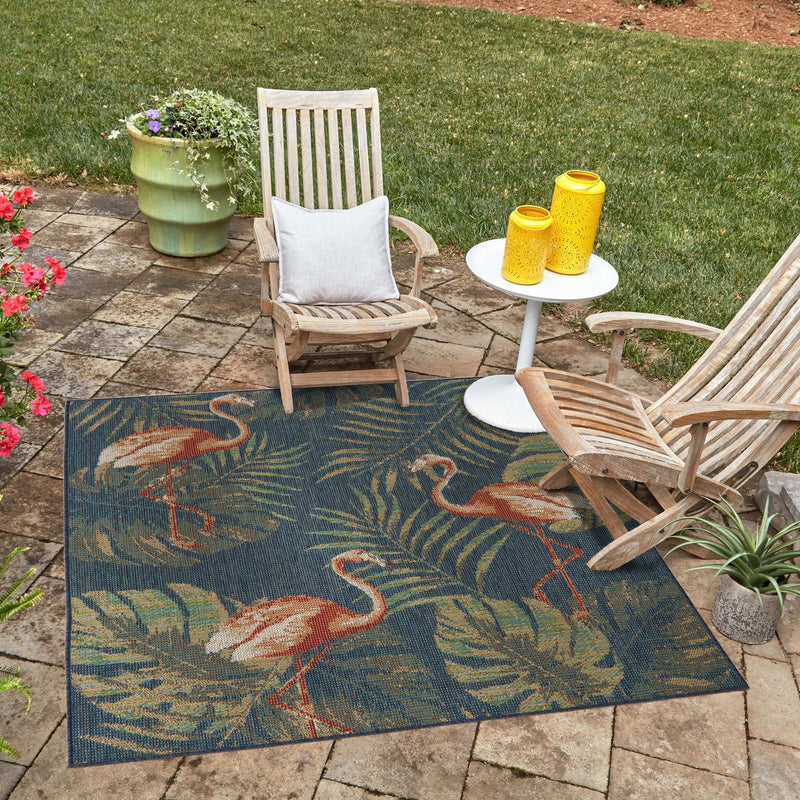 Coastal Terrace Collection Area Rug - Seabreeze Square Navy Blue lifestyle 50