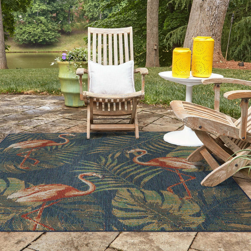 Coastal Terrace Collection Area Rug - Seabreeze Square Navy Blue lifestyle 56