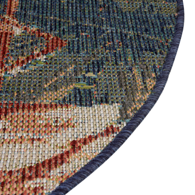 Coastal Terrace Collection Area Rug - Seabreeze Round Navy Blue lifestyle 44