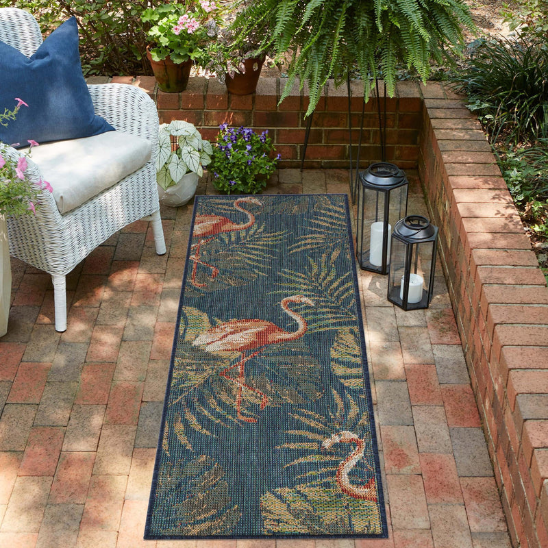 Coastal Terrace Collection Area Rug - Seabreeze Runner Navy Blue lifestyle 52