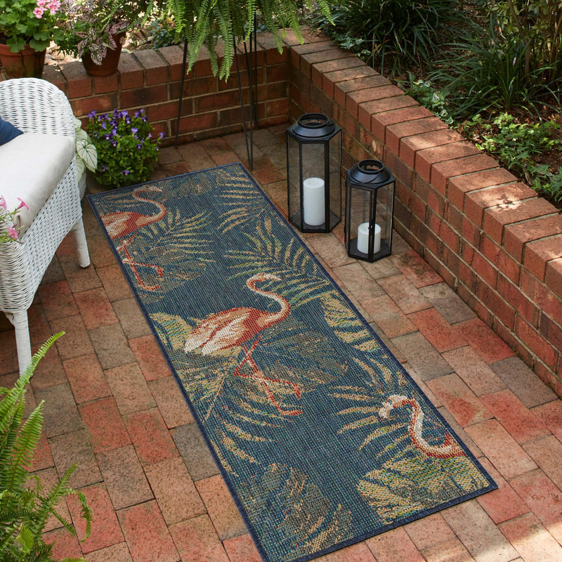 Coastal Terrace Collection Area Rug - Seabreeze Runner Navy Blue lifestyle 58