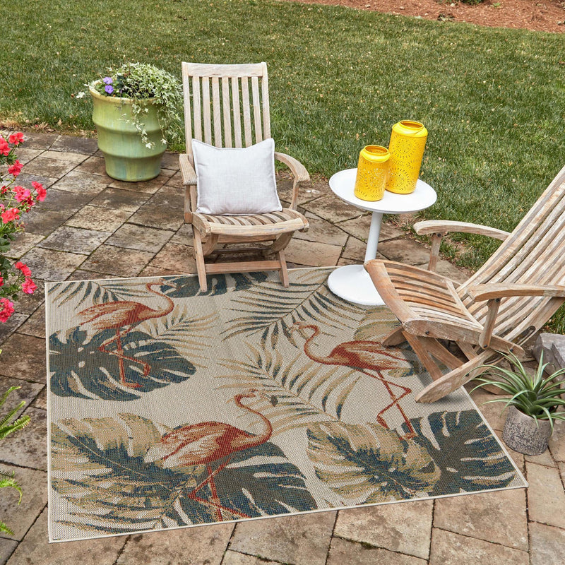 Coastal Terrace Collection Area Rug - Seabreeze Square Ivory lifestyle 66