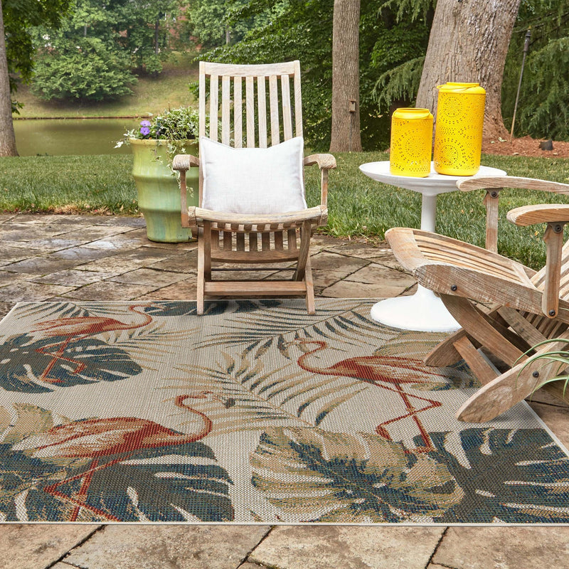 Coastal Terrace Collection Area Rug - Seabreeze Square Ivory lifestyle 69