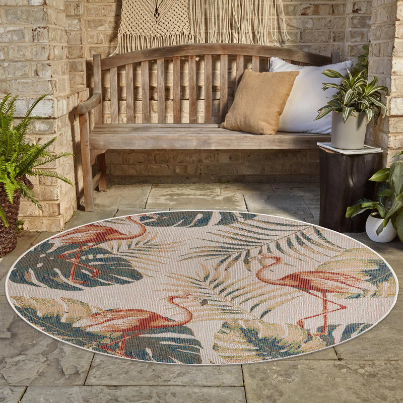 Coastal Terrace Collection Area Rug - Seabreeze Round Ivory lifestyle 70