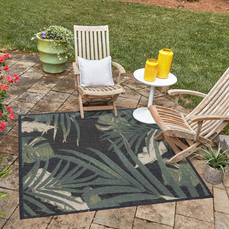 Coastal Terrace Collection Area Rug - Anchor Square Navy Blue lifestyle 53