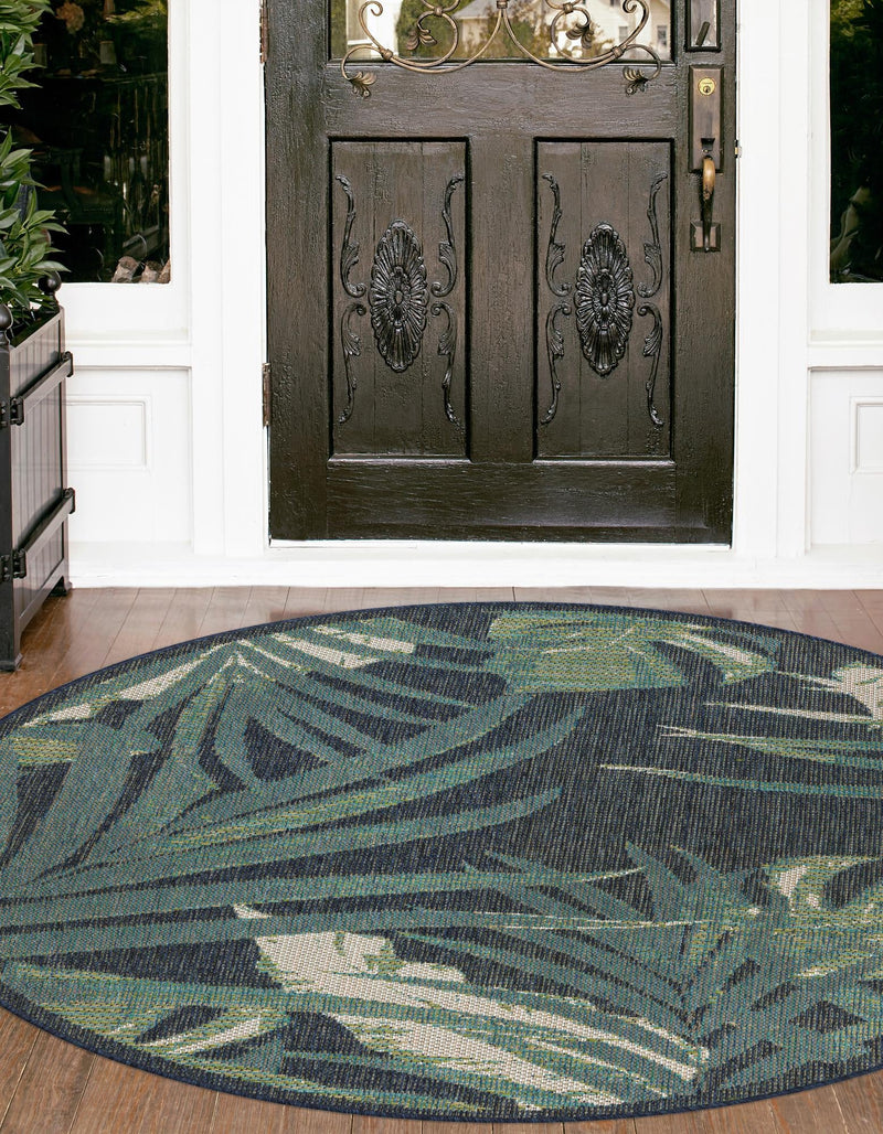 Coastal Terrace Collection Area Rug - Anchor Round Navy Blue lifestyle 25