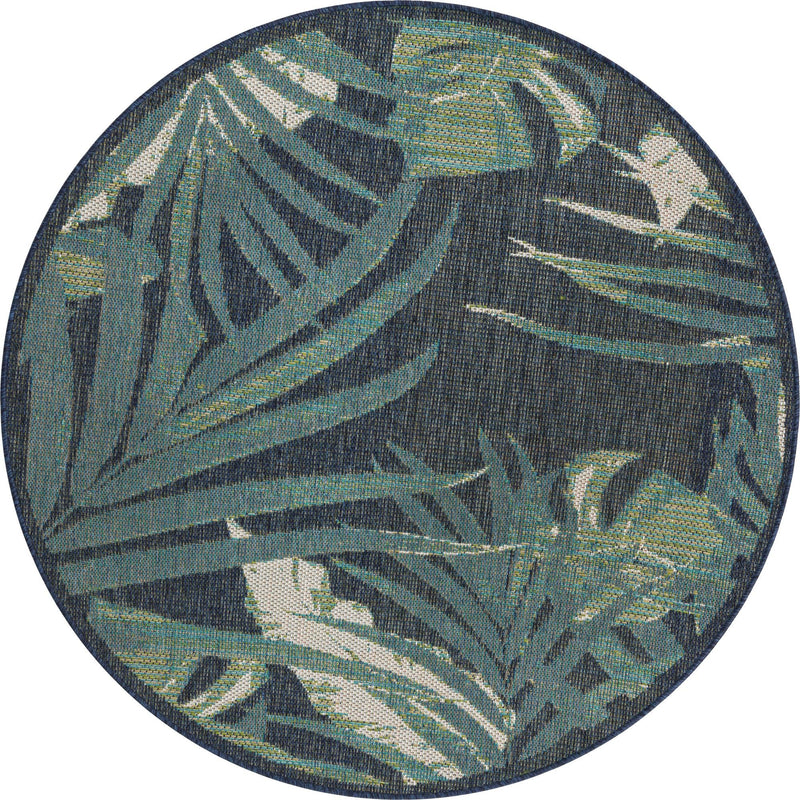Coastal Terrace Collection Area Rug - Anchor Round Navy Blue lifestyle 17