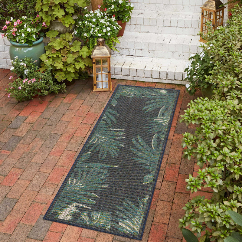 Coastal Terrace Collection Area Rug - Anchor Runner Navy Blue lifestyle 54