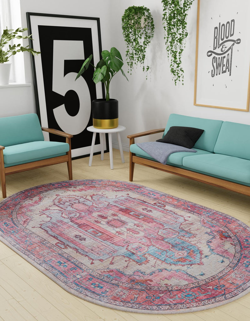 Zahara Oasis Collection Area Rug - Sahara Oval Beige lifestyle 180