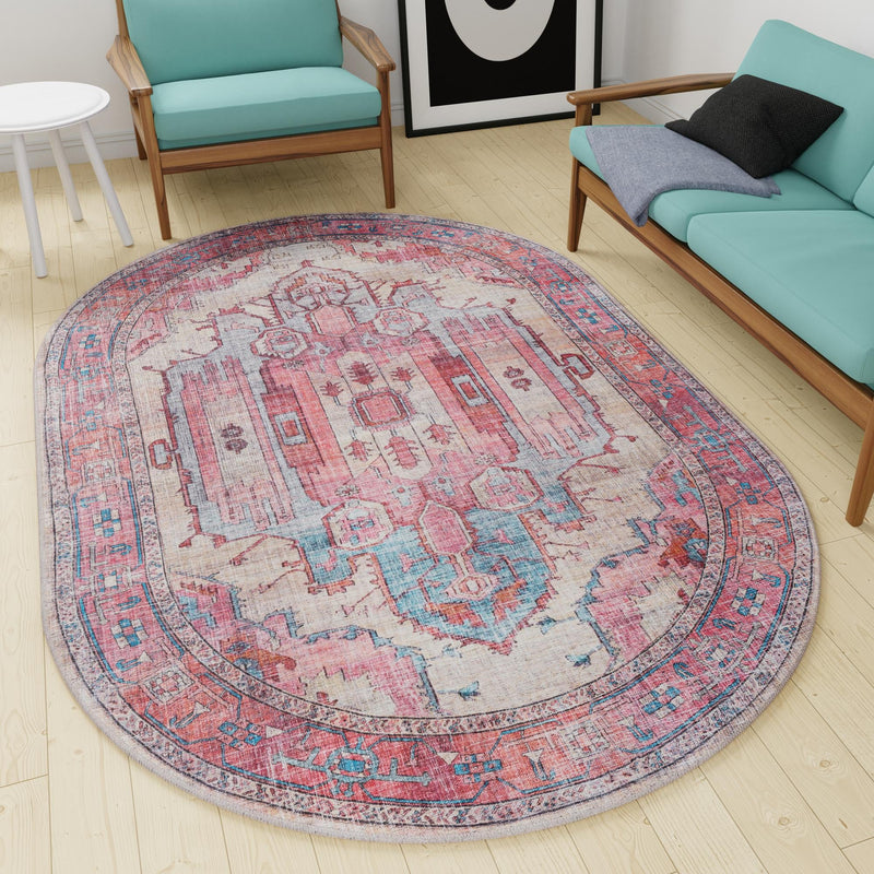 Zahara Oasis Collection Area Rug - Sahara Oval Beige lifestyle 206