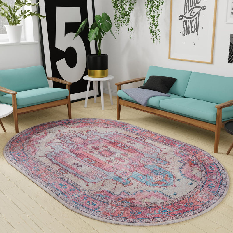 Zahara Oasis Collection Area Rug - Sahara Oval Beige lifestyle 212