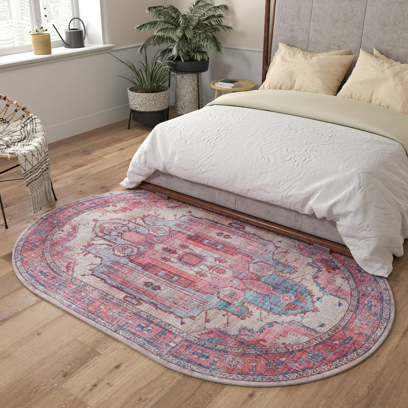 Zahara Oasis Collection Area Rug - Sahara Oval Beige lifestyle 218
