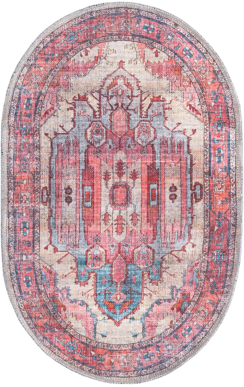 Zahara Oasis Collection Area Rug - Sahara Oval Beige lifestyle 64