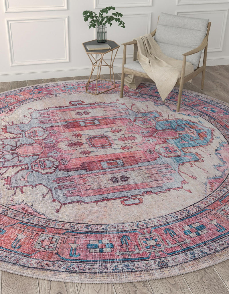 Zahara Oasis Collection Area Rug - Sahara Round Beige lifestyle 74