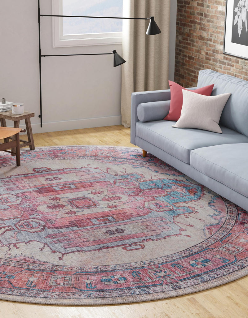 Zahara Oasis Collection Area Rug - Sahara Round Beige lifestyle 83