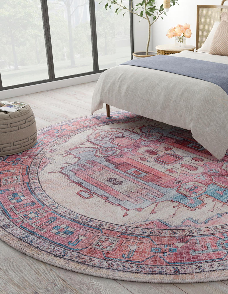 Zahara Oasis Collection Area Rug - Sahara Round Beige lifestyle 174
