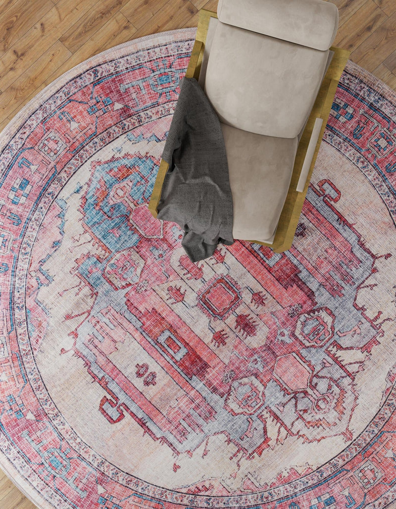 Zahara Oasis Collection Area Rug - Sahara Round Beige lifestyle 182