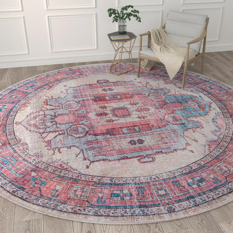 Zahara Oasis Collection Area Rug - Sahara Round Beige lifestyle 192