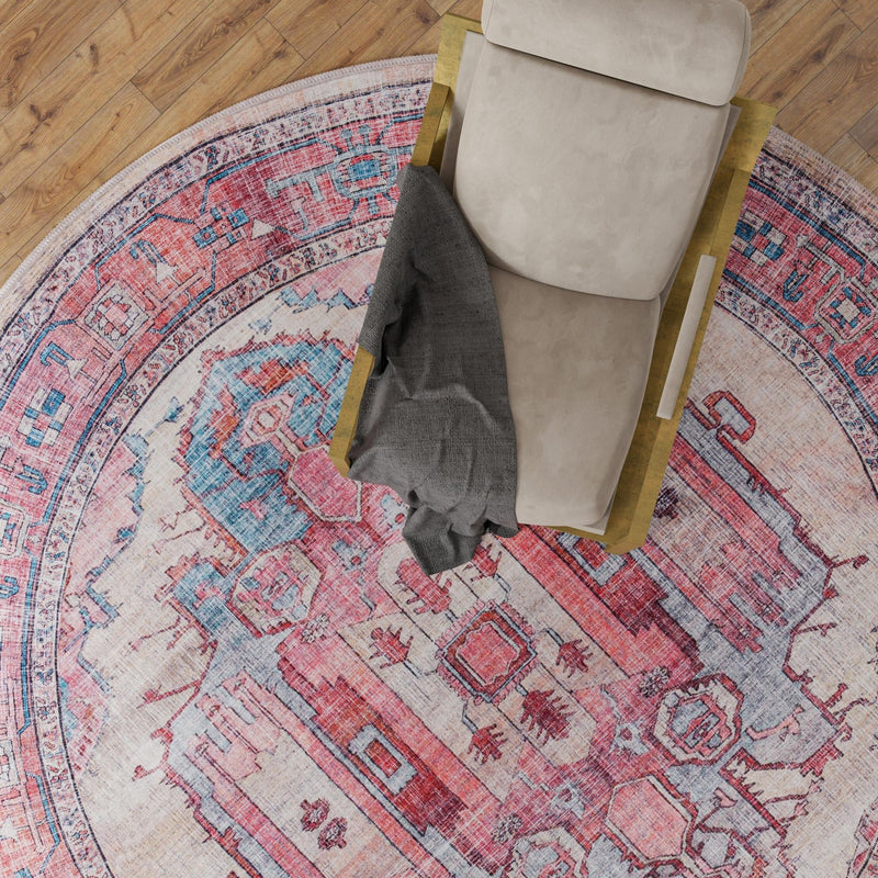 Zahara Oasis Collection Area Rug - Sahara Round Beige lifestyle 214