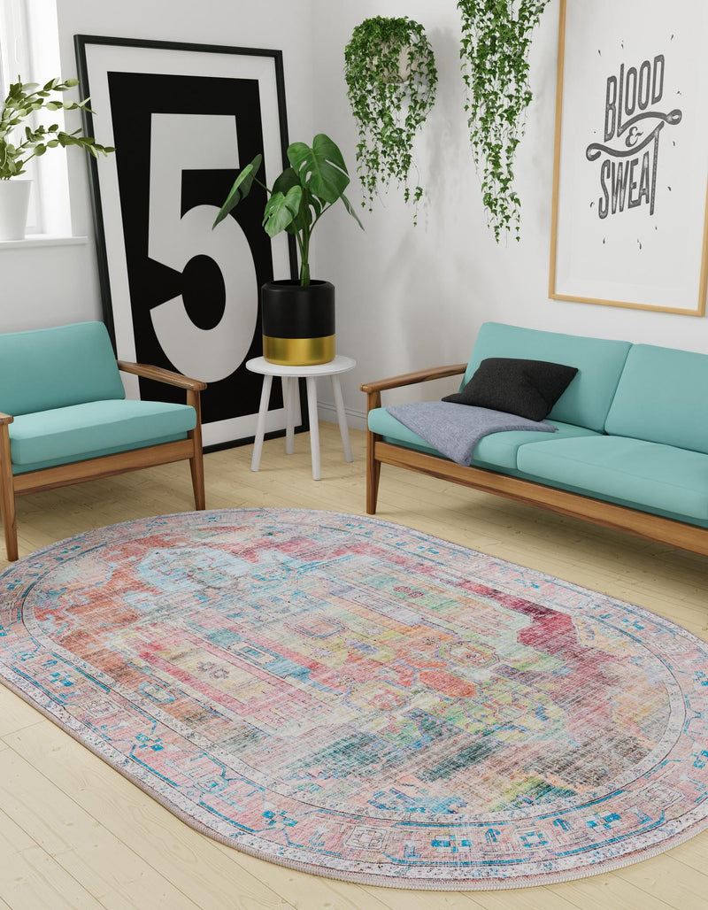 Zahara Oasis Collection Area Rug - Sahara Oval Multi lifestyle 186