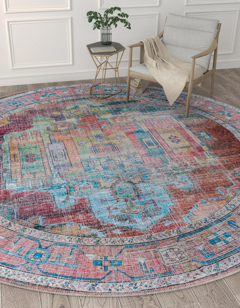 Zahara Oasis Collection Area Rug - Sahara Round Multi lifestyle 77