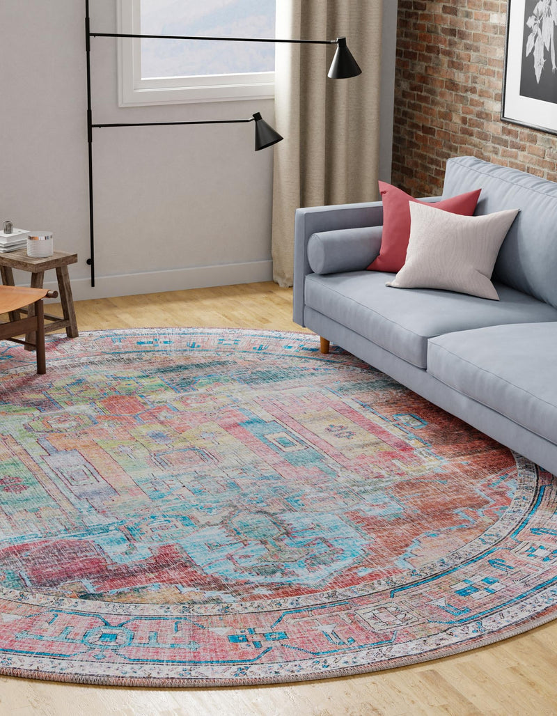 Zahara Oasis Collection Area Rug - Sahara Round Multi lifestyle 86