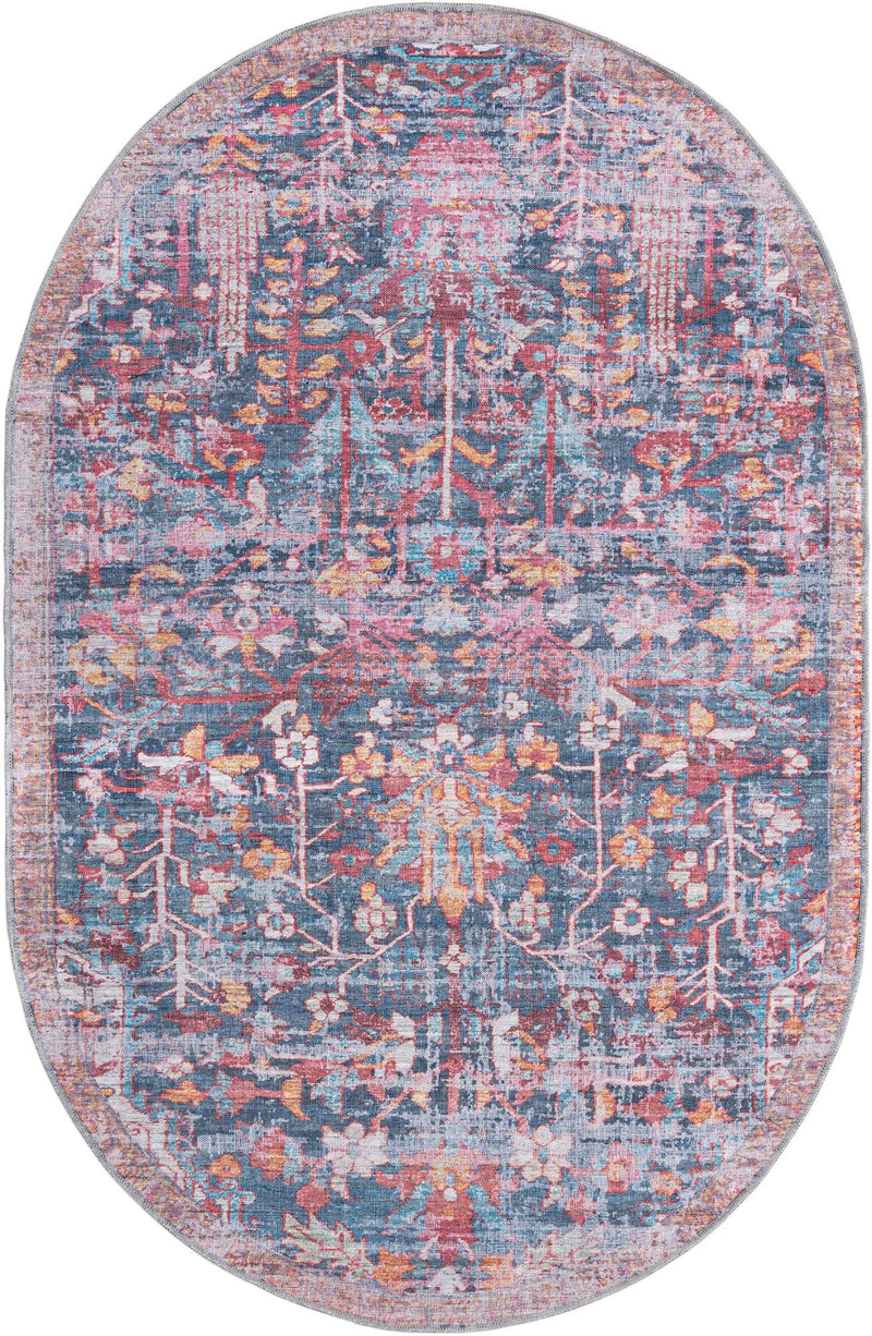 Zahara Oasis Collection Area Rug - Nador Oval Navy Blue lifestyle 34