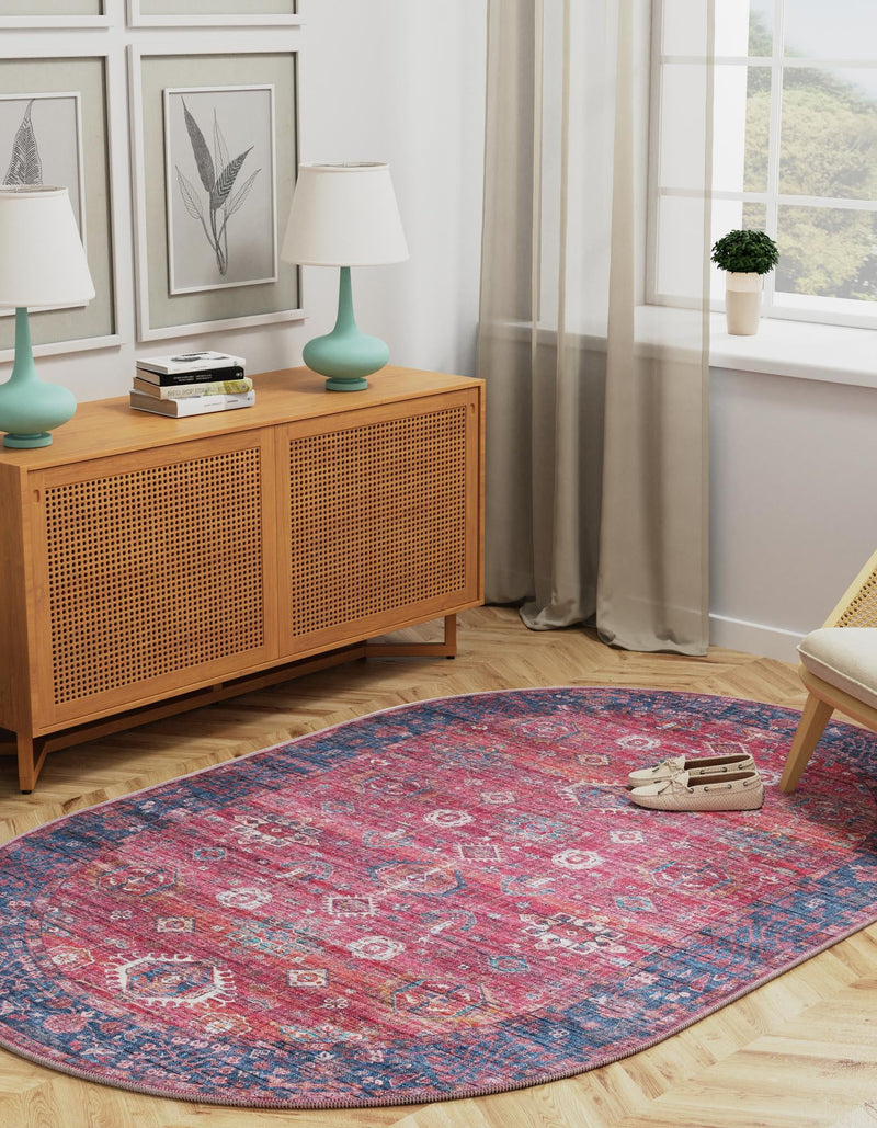 Zahara Oasis Collection Area Rug - Ouarzazate Oval Antique Red lifestyle 43