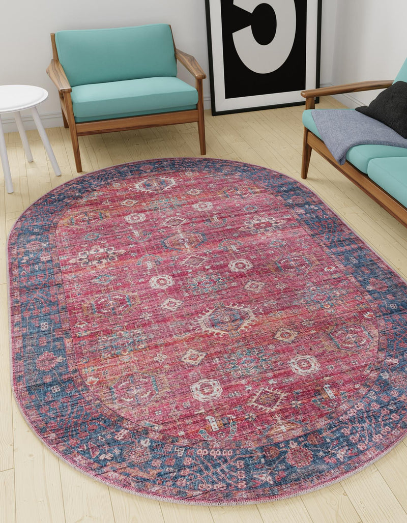 Zahara Oasis Collection Area Rug - Ouarzazate Oval Antique Red lifestyle 89