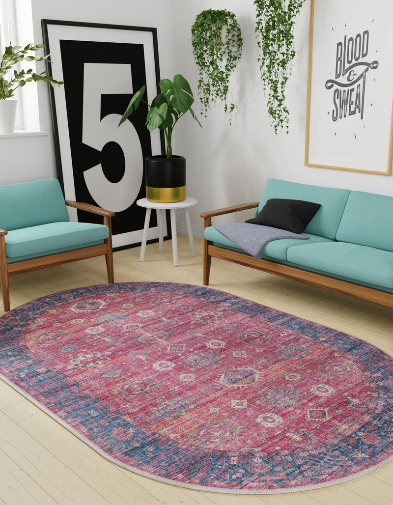 Zahara Oasis Collection Area Rug - Ouarzazate Oval Antique Red lifestyle 93