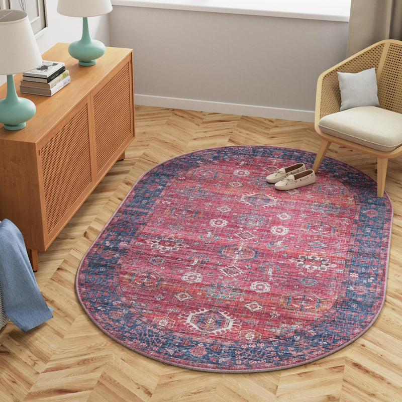 Zahara Oasis Collection Area Rug - Ouarzazate Oval Antique Red lifestyle 98