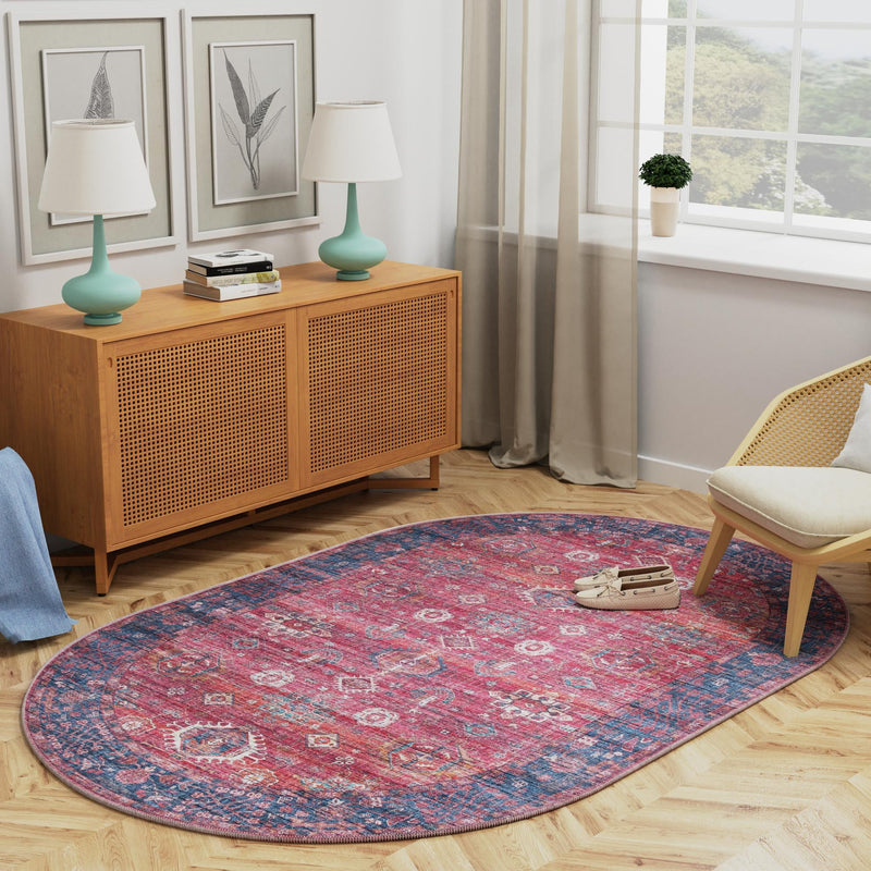 Zahara Oasis Collection Area Rug - Ouarzazate Oval Antique Red lifestyle 101