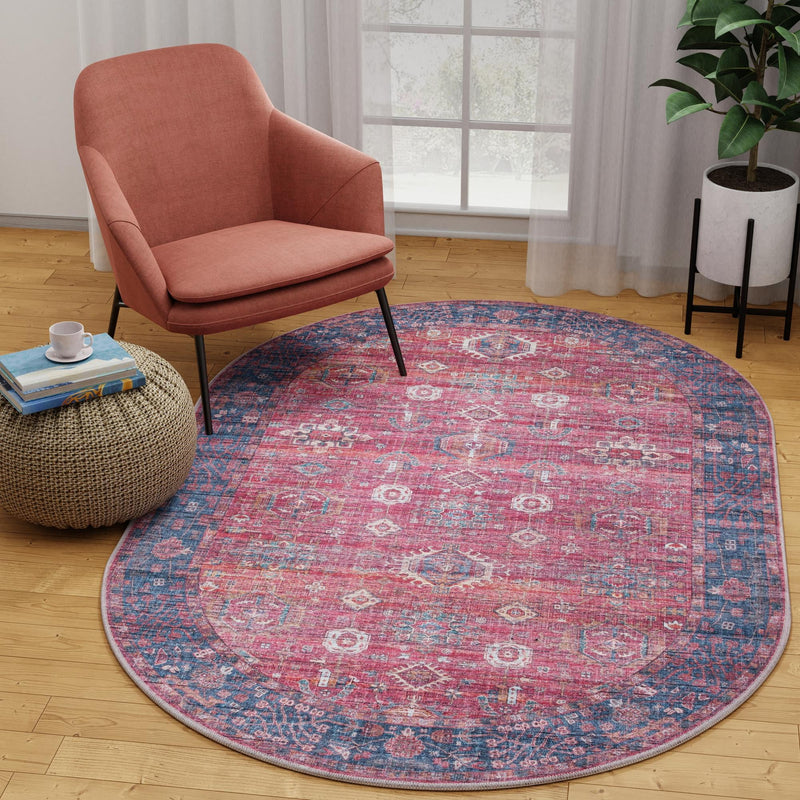 Zahara Oasis Collection Area Rug - Ouarzazate Oval Antique Red lifestyle 104