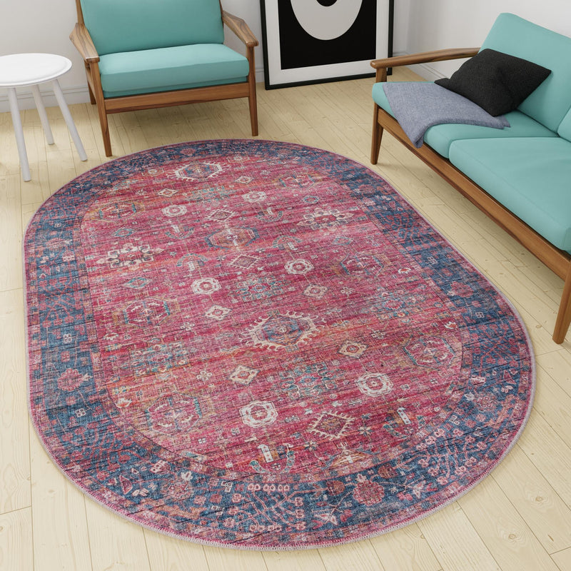 Zahara Oasis Collection Area Rug - Ouarzazate Oval Antique Red lifestyle 105