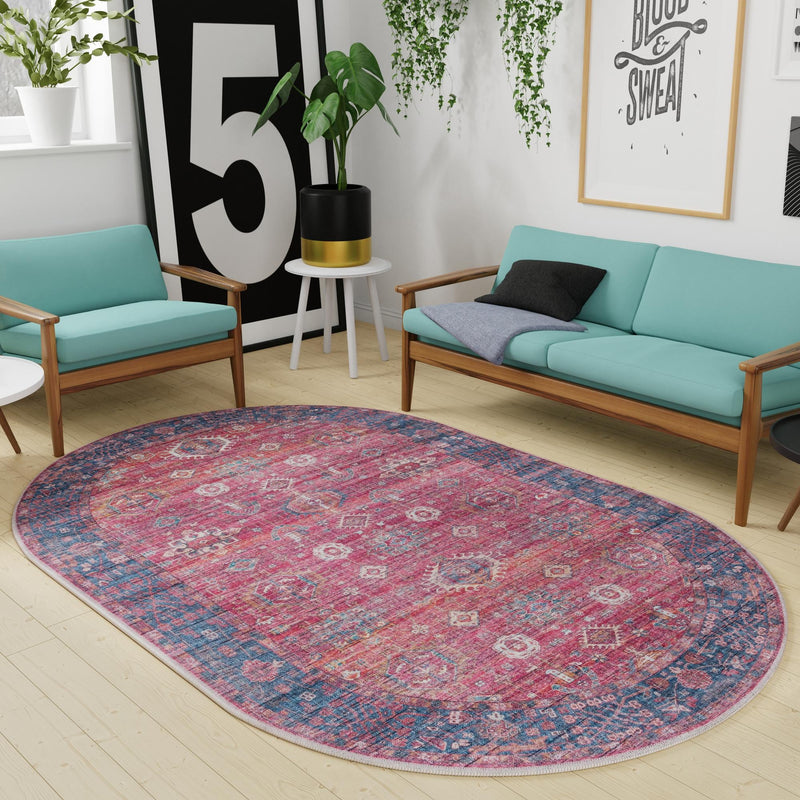 Zahara Oasis Collection Area Rug - Ouarzazate Oval Antique Red lifestyle 108