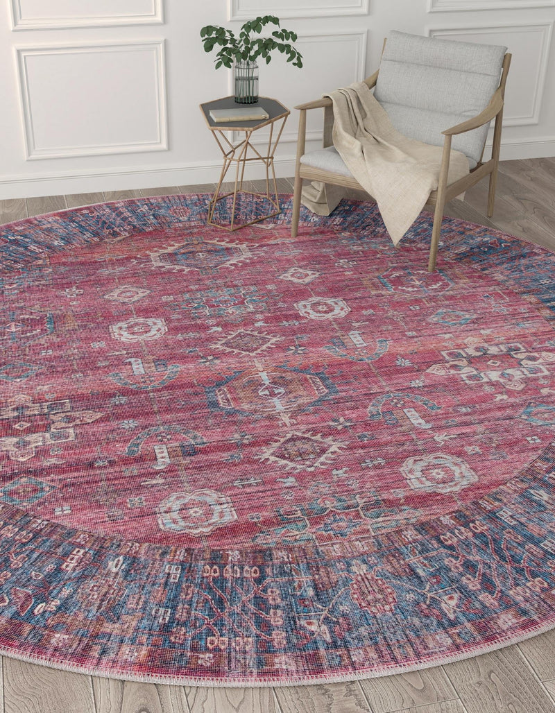 Zahara Oasis Collection Area Rug - Ouarzazate Round Antique Red lifestyle 41