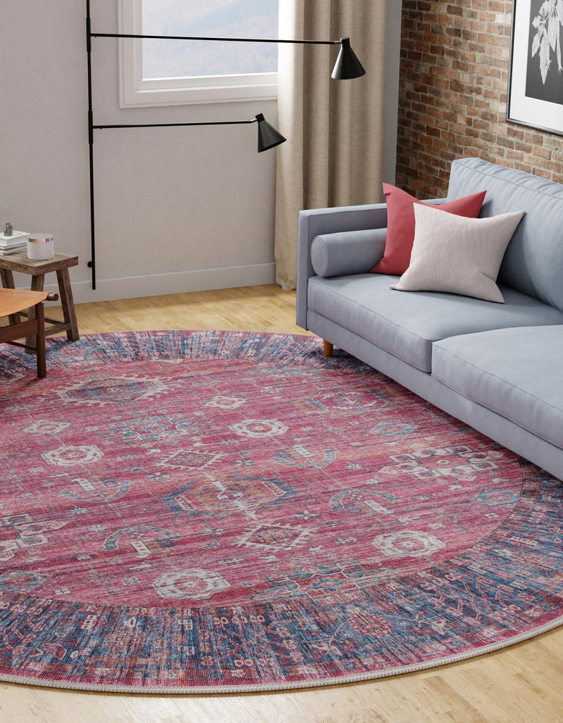 Zahara Oasis Collection Area Rug - Ouarzazate Round Antique Red lifestyle 46