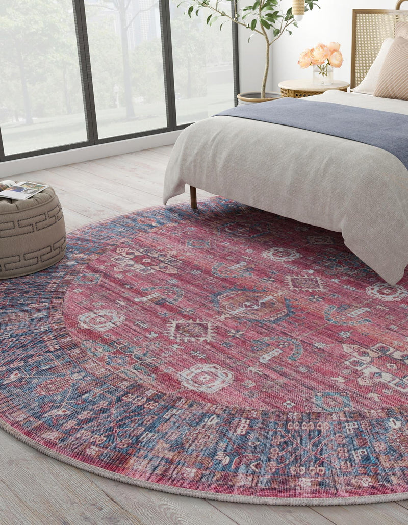 Zahara Oasis Collection Area Rug - Ouarzazate Round Antique Red lifestyle 91