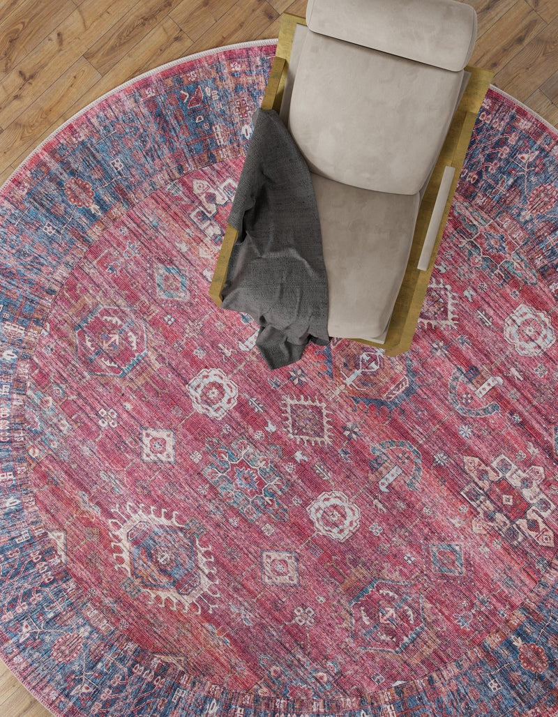 Zahara Oasis Collection Area Rug - Ouarzazate Round Antique Red lifestyle 95