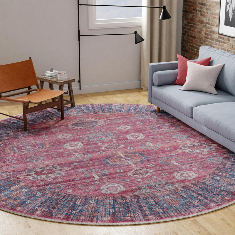 Zahara Oasis Collection Area Rug - Ouarzazate Round Antique Red lifestyle 102
