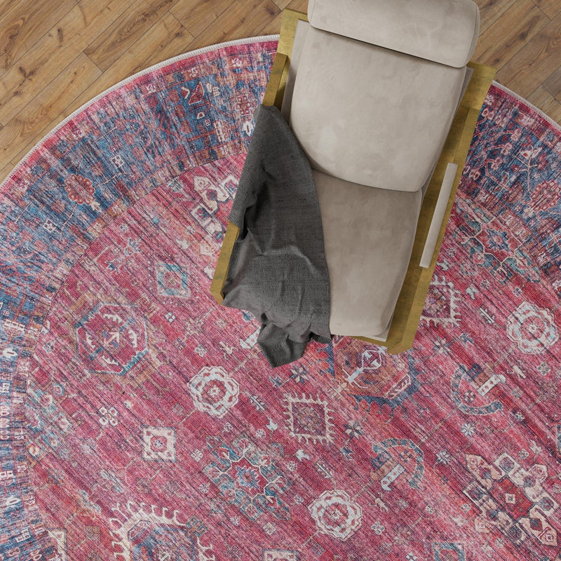 Zahara Oasis Collection Area Rug - Ouarzazate Round Antique Red lifestyle 109