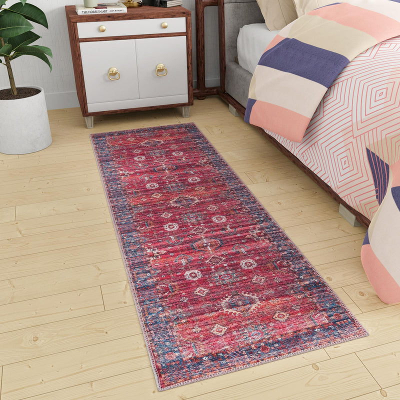 Zahara Oasis Collection Area Rug - Ouarzazate Runner Antique Red lifestyle 100